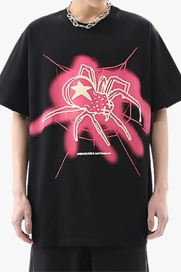 Y2K Spider Web Star Graphic T-Shirt